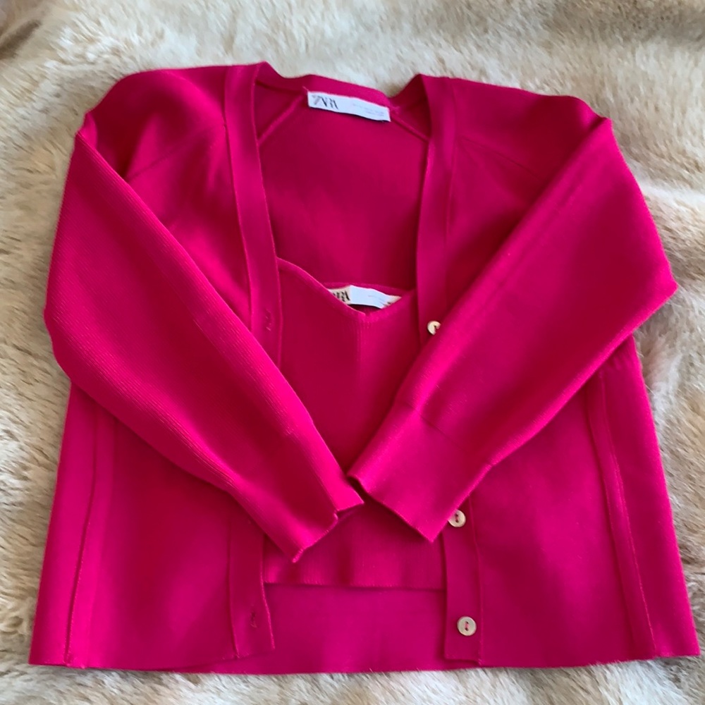 Zara tank and cardigan sweater set